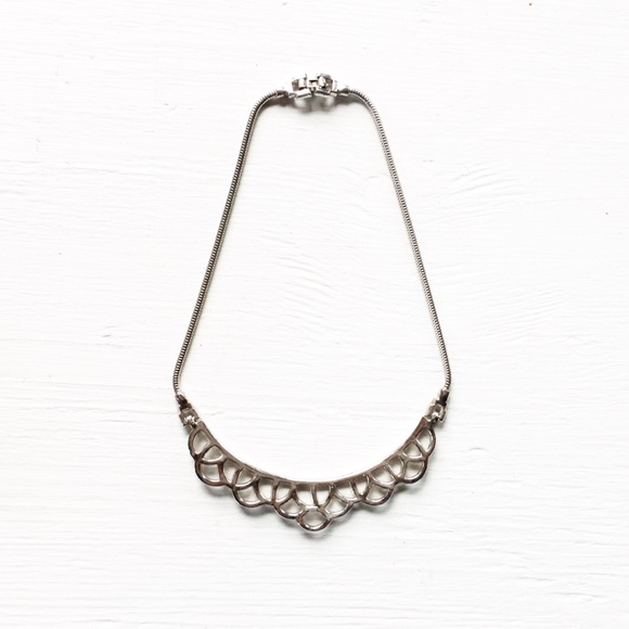 Antique 1950s Rhinestone Sterling Silver Necklace - Picture 5 of 7